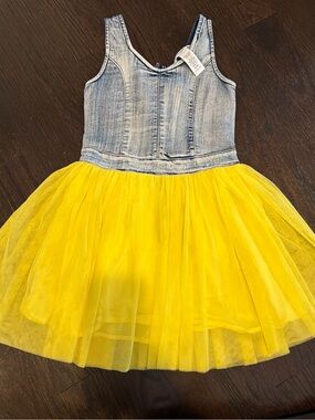 Guess Girls Denim Yellow Tulle Skirt Dress Size Small 6/7
